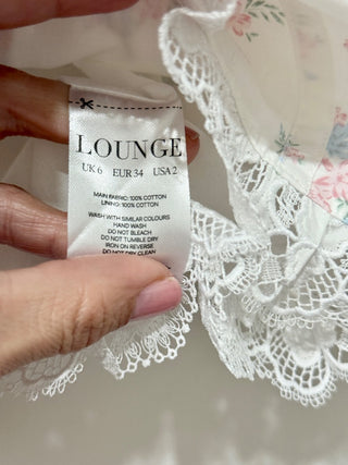 Lounge cotton floral lace trim set corset and skirt, XS