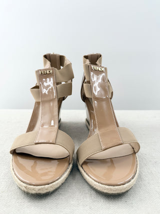 Fendi patent leather wedges, 39.5