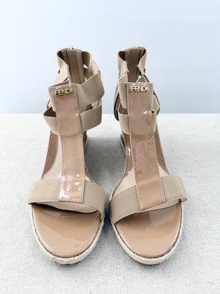 Fendi patent leather wedges, 39.5