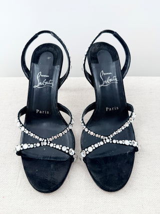 Christian Louboutin suede heel sandals with rhinestones, 38