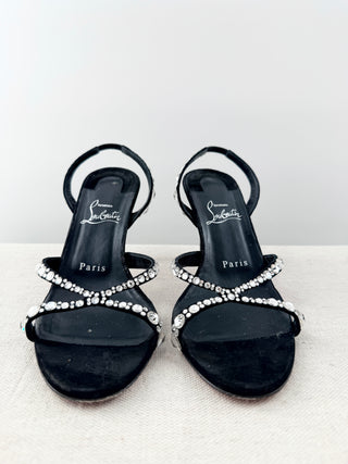 Christian Louboutin suede heel sandals with rhinestones, 38