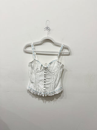 Lounge cotton eyelet blue ribbon corset top, 2