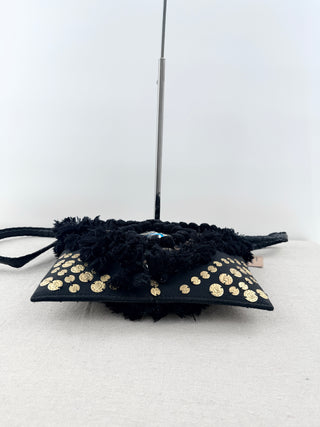 Figue suede fringe and sequin embellished bag with removable strap
