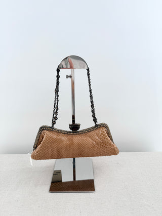 Clara Kasavina vintage python and crystal clutch with strap