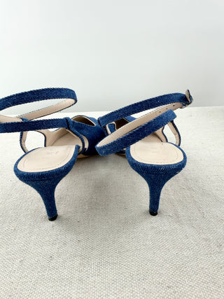 IRO denim low  heel slingbacks with metal toe, 37