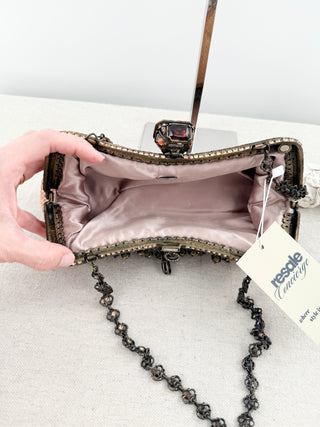Clara Kasavina vintage python and crystal clutch with strap