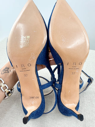 IRO denim low  heel slingbacks with metal toe, 37