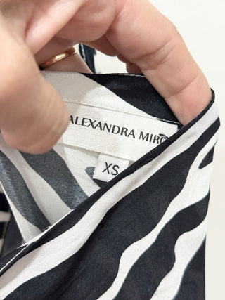 Alexandra Miro one shoulder long zebra print dress, XS
