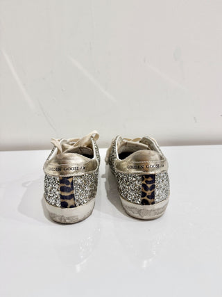 Golden Goose Super Star Platinum Glitter Sneaker Shoes Silver Women's 38