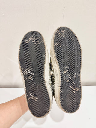 Golden Goose Super Star Platinum Glitter Sneaker Shoes Silver Women's 38