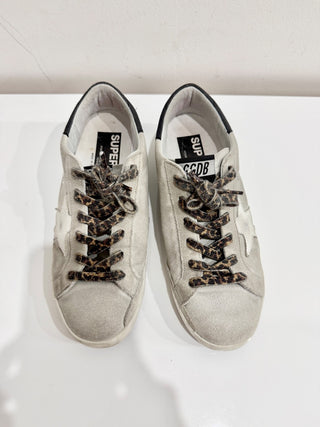 Golden Goose Suede Superstar Skateboard Sneaker Shoes Light Grey Women's Size 38