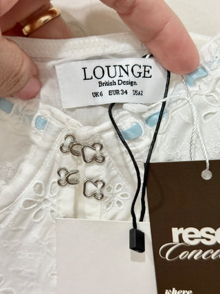 Lounge cotton eyelet blue ribbon corset top, 2