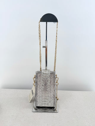 Ximena Kavalekas box phone bag python with chain strap