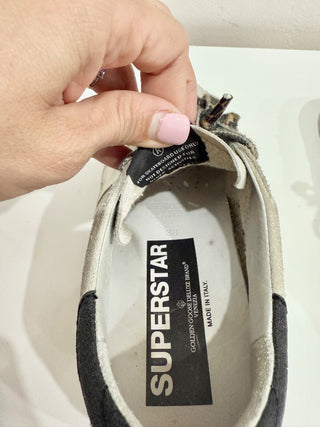 Golden Goose Suede Superstar Skateboard Sneaker Shoes Light Grey Women's Size 38