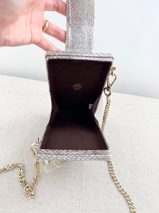Ximena Kavalekas box phone bag python with chain strap