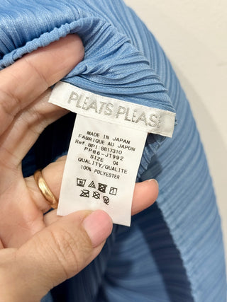 NWT Issey Miyake Plisse Pleats Please Cap Sleeve Mini Dress Blue Women's Size 4