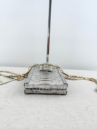 Ximena Kavalekas box phone bag python with chain strap