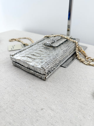Ximena Kavalekas box phone bag python with chain strap