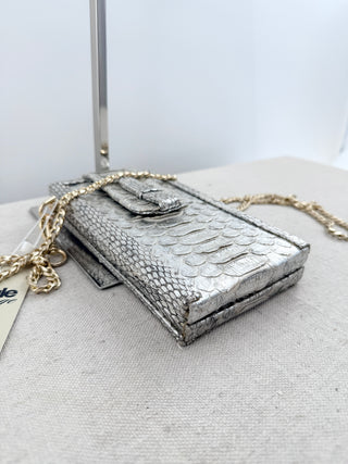 Ximena Kavalekas box phone bag python with chain strap