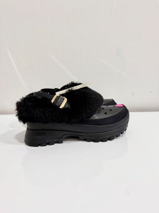 Stella McCartney Trace May Alter Croc Faux Fur Clog Shoes Black Women's Size 38