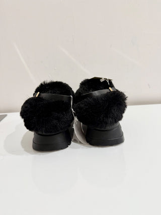 Stella McCartney Trace May Alter Croc Faux Fur Clog Shoes Black Women's Size 38