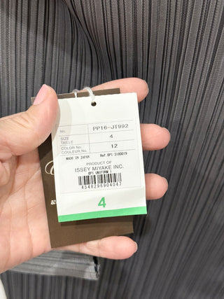 NWT Issey Miyake Pleats Please Long Sleeve Funnel Neck Mini Dress Gray Women's 4