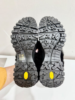 Stella McCartney Trace May Alter Croc Faux Fur Clog Shoes Black Women's Size 38