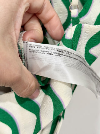 Mango Geometric Sleeveless Straight Leg Jumpsuits Green/White Women's Medium