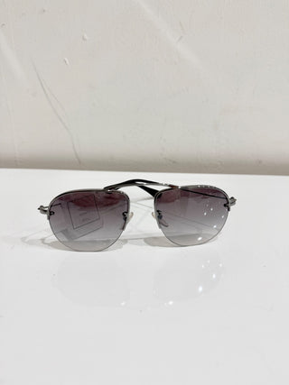 Prada SPR58O Polycarbonate Aviator Sunglasses Gray Men's