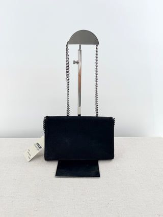 Stella McCartney faux suede mini falabella clutch bag with long strap