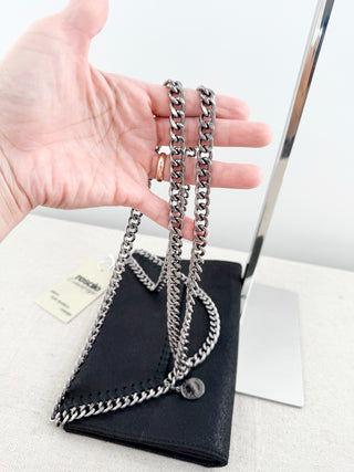 Stella McCartney faux suede mini falabella clutch bag with long strap