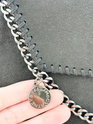 Stella McCartney faux suede mini falabella clutch bag with long strap