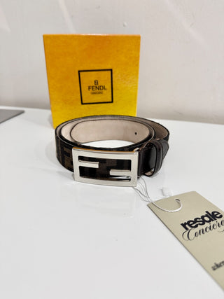 Fendi Tobacco Zucca Canvas FF Buckle Belt Women's Medium