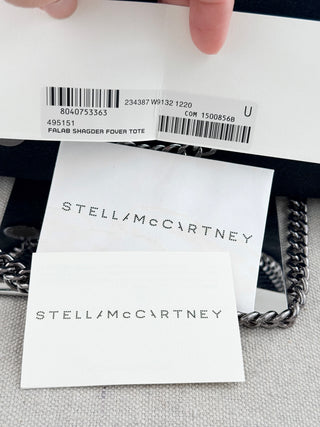 Stella McCartney faux suede mini falabella clutch bag with long strap