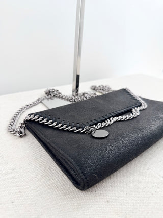 Stella McCartney faux suede mini falabella clutch bag with long strap