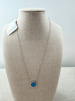 Tiffany & Co. T:diamond and turquoise circle pendant 18 k white gold necklace