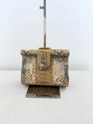Ximena Kavalekas python clutch bag with long strap