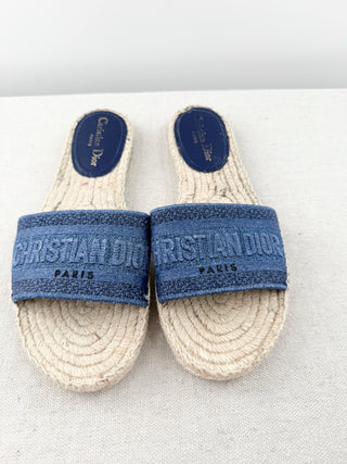 Dior raffia canvas logo sandals, 39