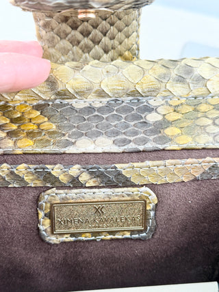 Ximena Kavalekas python clutch bag with long strap
