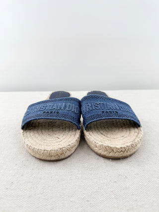 Dior raffia canvas logo sandals, 39
