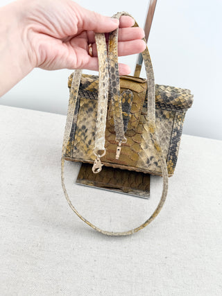 Ximena Kavalekas python clutch bag with long strap