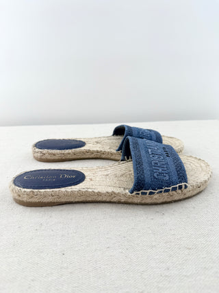 Dior raffia canvas logo sandals, 39
