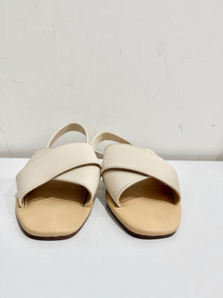 Nisolo All-Day Crossover Strap Leather Slip On Sandal Bone White Women's Size 10