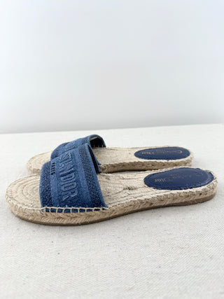 Dior raffia canvas logo sandals, 39