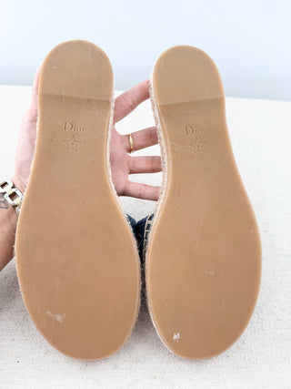 Dior raffia canvas logo sandals, 39