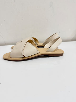 Nisolo All-Day Crossover Strap Leather Slip On Sandal Bone White Women's Size 10