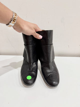 Lanvin Genuine Leather Round Toe Stiletto Heel Ankle Boots Black Women's Size 39