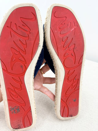 Christian Louboutin raffia and suede sandals with tassel, 39