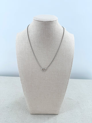 David Yurman sterling silver cable heart necklace featuring an open heart pendant accented with pave-set diamonds along the front and suspended from a delicate sterling silver box chain