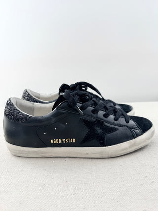 Golden Goose superstar leather sneakers with sparkle, 38
